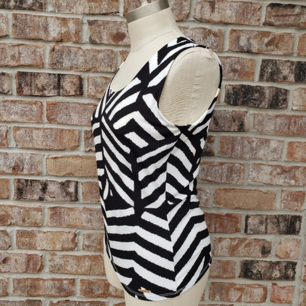 NWT Calvin Klein Print Sleeveless Top S blk/wht